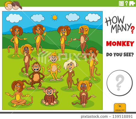 counting cartoon monkeys animal characters educational puzzle counting cartoon monkeys animal characters educational puzzle 139518891