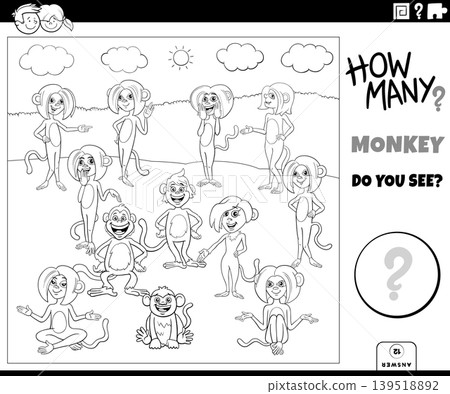 counting cartoon monkeys animal characters educational puzzle coloring page counting cartoon monkeys animal characters educational puzzle coloring page 139518892