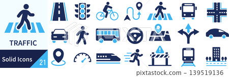 Vector silhouette icon set related to transportation Vector silhouette icon set related to transportation 139519136