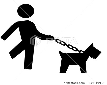 Silhouette icon of a person walking a dog Silhouette icon of a person walking a dog 139519935