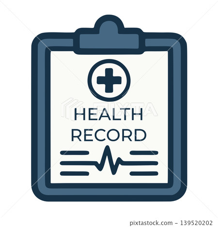 Flat Design Clipboard Icon with Medical Cross and Health Record Text Flat Design Clipboard Icon with Medical Cross and Health Record Text 139520202