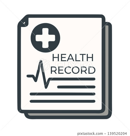 Clean Flat Design Health Record Document With Medical Cross and Heartbeat Line Clean Flat Design Health Record Document With Medical Cross and Heartbeat Line 139520204