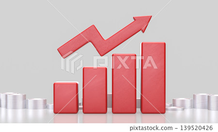 Rising Financial Growth Chart With Coins 3d render. 139520426