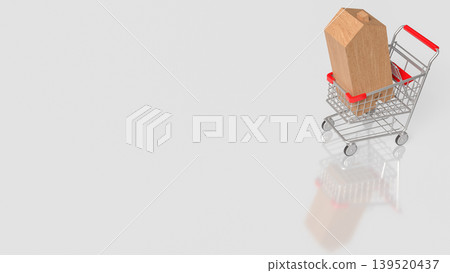 Wooden Home Shopping Cart Concept 3d render. 139520437