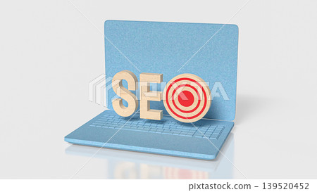 Laptop SEO Target Marketing Strategy 3d render. Laptop SEO Target Marketing Strategy 3d render. 139520452
