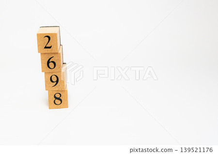 A four-digit number made of wooden blocks A four-digit number made of wooden blocks 139521176