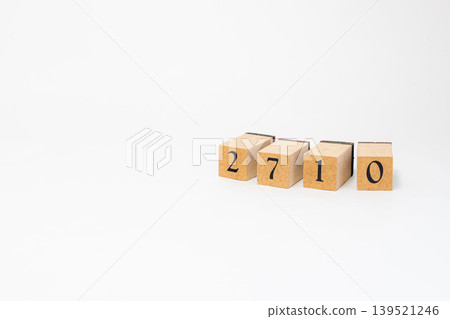A four-digit number made of wooden blocks 139521246