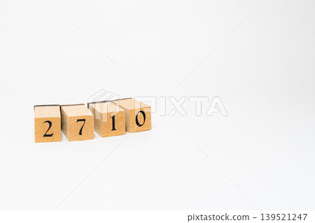 A four-digit number made of wooden blocks 139521247