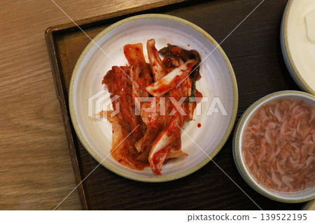 Traditional Korean kimchi served as fermented vegetable side dish Traditional Korean kimchi served as fermented vegetable side dish 139522195