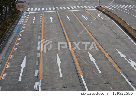 Zebra crossing and traffic lane markings on urban street Zebra crossing and traffic lane markings on urban street 139522590