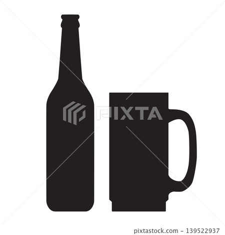 Bottle and glass of beer icon 139522937