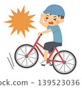 一個騎腳踏車的男孩撞到東西了。 139523036