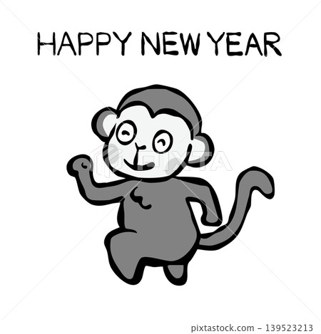 [Monochrome] New Year's card material: Monkey 139523213