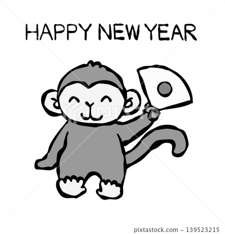【黑白】新年賀卡素材:猴子 【黑白】新年賀卡素材:猴子 139523215