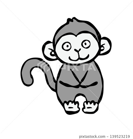 [Monochrome] One-point design element: Monkey 139523219