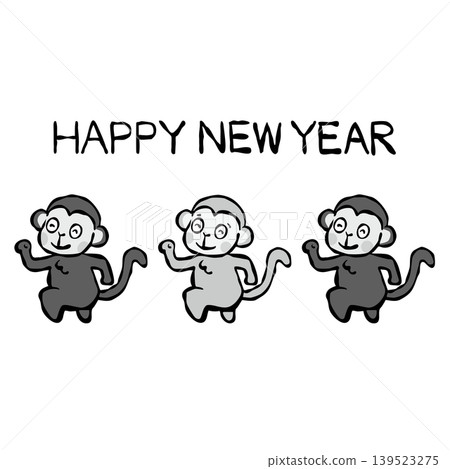 【黑白】新年賀卡素材:猴子 【黑白】新年賀卡素材:猴子 139523275