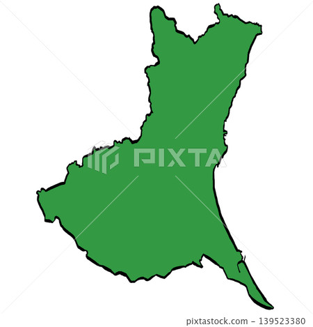 Illustration of a map of Ibaraki Prefecture (green/brushstroke style) Japanese style Illustration of a map of Ibaraki Prefecture (green/brushstroke style) Japanese style 139523380