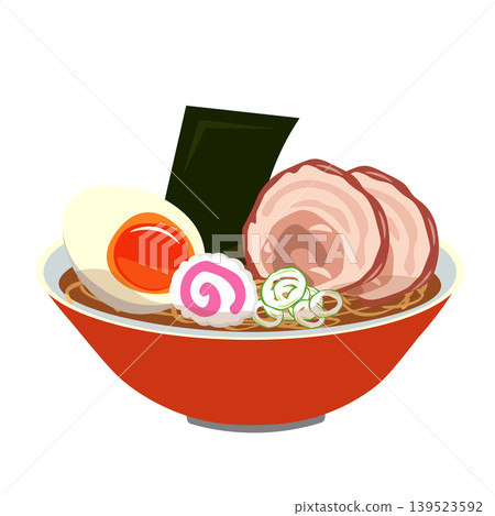 醬油拉麵配叉燒肉的插圖。 139523592