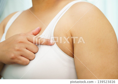 Asian big size overweight woman show armpit fat body. Asian big size overweight woman show armpit fat body. 139523816