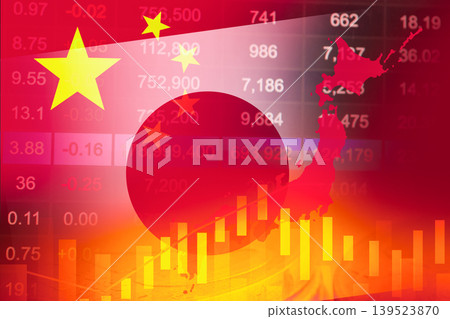 Japan flag and map on stock investment trading with graph. 139523870