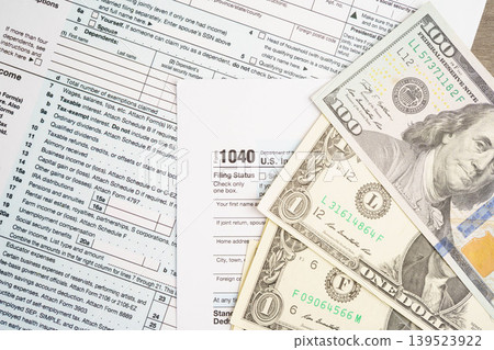 Tax form 1040 U.S. Individual Income Tax Return, business finance concept. Tax form 1040 U.S. Individual Income Tax Return, business finance concept. 139523922