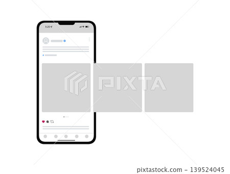 Smartphone with social media interface and carousel post stock illustration. Smartphone with social media interface and carousel post stock illustration. 139524045