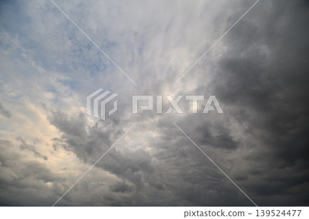 Evening sky calmness. Serene dusk imagery with soft colors and gentle layers. Tranquil sunset clouds blending into distant horizon with warm shades and calming echoes Evening sky calmness. Serene dusk imagery with soft colors and gentle layers. Tranquil sunset clouds blending into distant horizon with warm shades and calming echoes 139524477