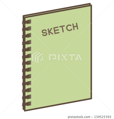 Simple, vertically oriented green sketchbook icon | Illustration material for art supplies and notebooks 139525393