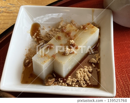 Japanese sweets - Kuzumochi (with kinako and anmitsu) Japanese sweets - Kuzumochi (with kinako and anmitsu) 139525768