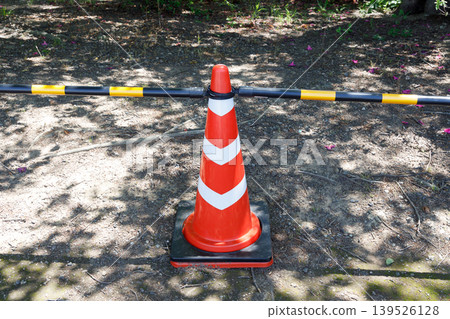 Construction cones set up at the construction site Construction cones set up at the construction site 139526128