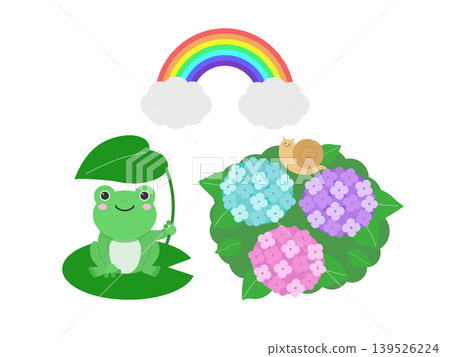 雨季的繡球花、蝸牛和彩虹 139526224