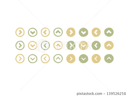 A set of hand-drawn icons featuring a curved arrow surrounded by a circle. A set of hand-drawn icons featuring a curved arrow surrounded by a circle. 139526258
