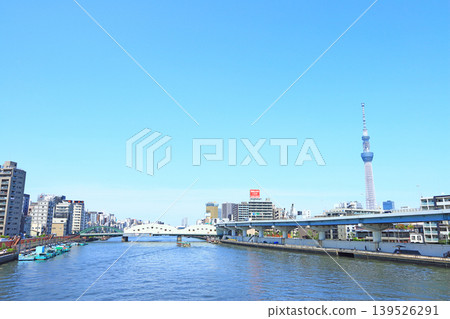 Scenery of Tokyo Skytree and Sumida River, Sumida Ward, Tokyo Scenery of Tokyo Skytree and Sumida River, Sumida Ward, Tokyo 139526291