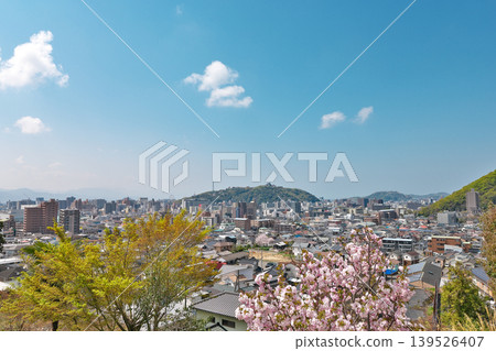 [Panoramic view of Matsuyama city from Matsuyama Toshogu Shrine] Iwaiya Higashimachi, Matsuyama City, Ehime Prefecture 139526407