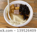 Taiwanese dessert Douhua (tofu pudding) - with tapioca and taro balls 139526409
