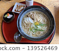 Soba noodles in broth and kudzu mochi dessert 139526469