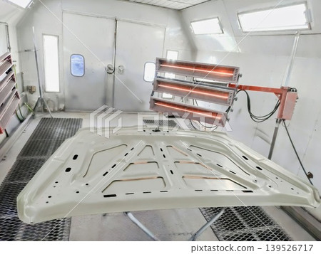 Infrared carbon heater paint drying process at sheet metal painting factory Infrared carbon heater paint drying process at sheet metal painting factory 139526717