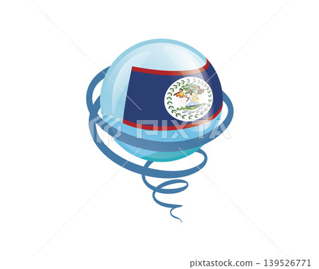 Stylish international icon showcasing Belize flag within reflective globe design Stylish international icon showcasing Belize flag within reflective globe design 139526771