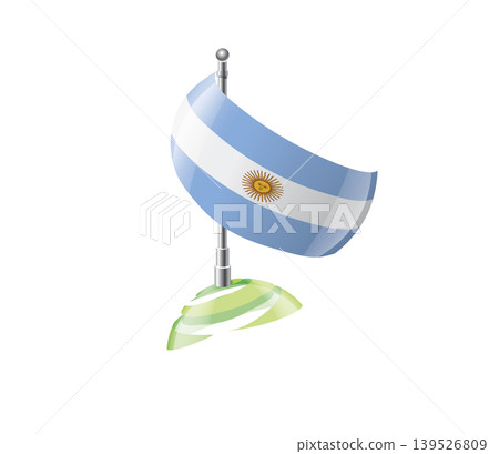 Highly detailed of waving Argentinian flag with metallic pole and subtle shadow effects for print Highly detailed of waving Argentinian flag with metallic pole and subtle shadow effects for print 139526809
