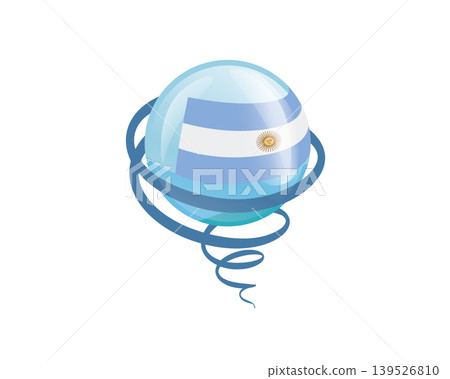 Stylish international icon showcasing Argentinian flag within reflective globe design Stylish international icon showcasing Argentinian flag within reflective globe design 139526810