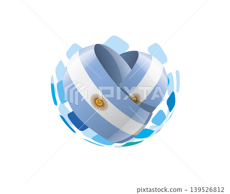 Patriotic heart wrapped in Argentinian flag illustration 139526812