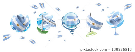 Vector set of the Argentinian flag in various creative designs Vector set of the Argentinian flag in various creative designs 139526813