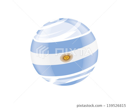 Illustration of globe wrapped in Argentinian flag patterns with subtle shadowing Illustration of globe wrapped in Argentinian flag patterns with subtle shadowing 139526815
