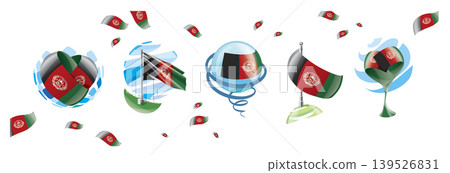 Vector set of the Afghanistan flag in various creative designs Vector set of the Afghanistan flag in various creative designs 139526831