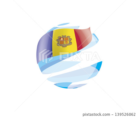 Flat of patriotic globe featuring waving Andorra flag design Flat of patriotic globe featuring waving Andorra flag design 139526862