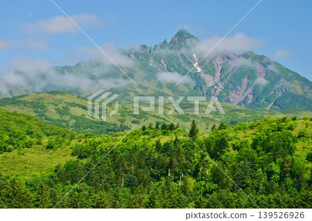 Rishiri Island, enveloped in fresh greenery; Mount Rishiri Rishiri Island, enveloped in fresh greenery; Mount Rishiri 139526926