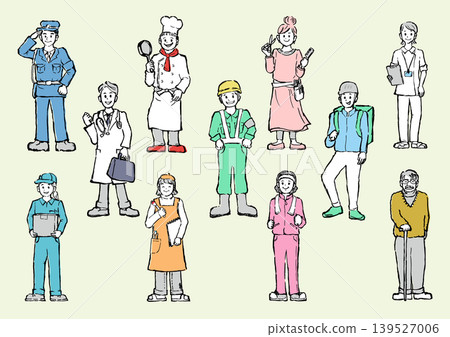一組描繪當地居民的插圖。 一組描繪當地居民的插圖。 139527006