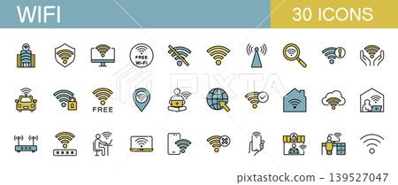 Wi-Fi 相關 LINE 圖示集(彩色) Wi-Fi 相關 LINE 圖示集(彩色) 139527047