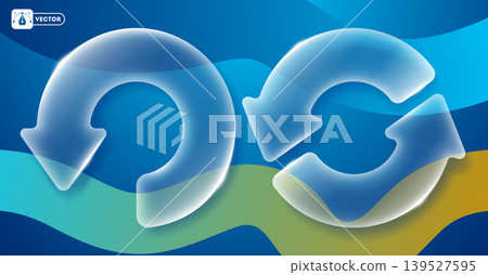Transparent Glass Circular Arrows Set Transparent Glass Circular Arrows Set 139527595