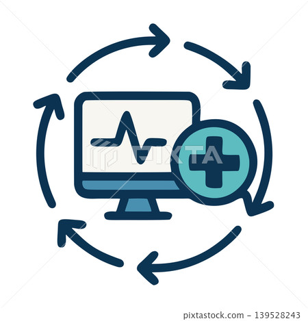 Modern Flat Design Computer Health Monitoring System With Refresh Cycle Arrows And Plus Icon Modern Flat Design Computer Health Monitoring System With Refresh Cycle Arrows And Plus Icon 139528243
